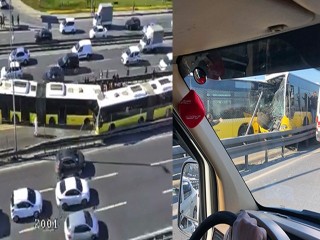 Avcılar'da feci kaza iki metrobüs kafa kafaya çarpıştı!