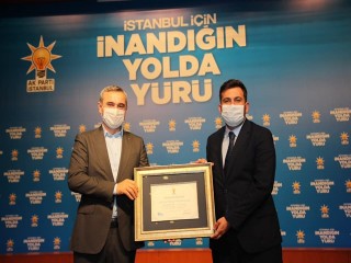 AK Parti Esenyurt İlçe Başkanlığına Teşekkür Belgesi