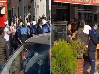 Esenyurt'ta zabıta ve esnafın tekmeli yumruklu saksı kavgası kamerada