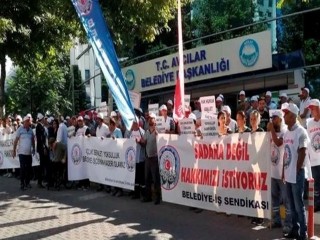 Avcılar Belediyesi önünde işçi eylemi