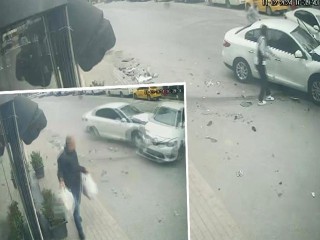 Esenyurt'ta feci kaza: Yaya son anda kurtuldu!