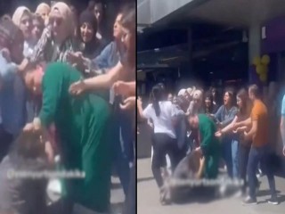 Esenyurt’ta indirimli parfüm için kadınlar saç baş birbirine girdi