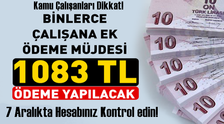 Kamu işçisine 1083 lira ilave ödeme