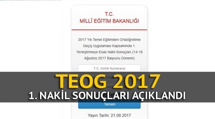 TEOG nakil sonuçları tıkla öğren!